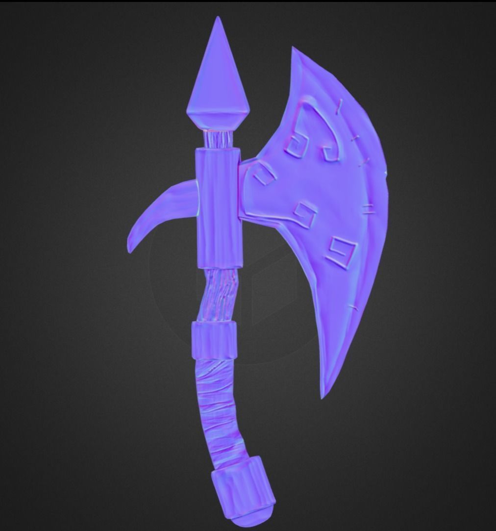 Stylized Axe Low-poly 3D model_10