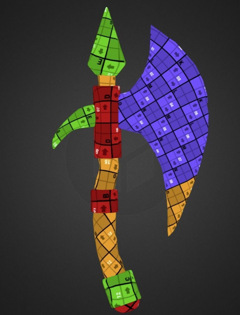 Stylized Axe Low-poly 3D model_15