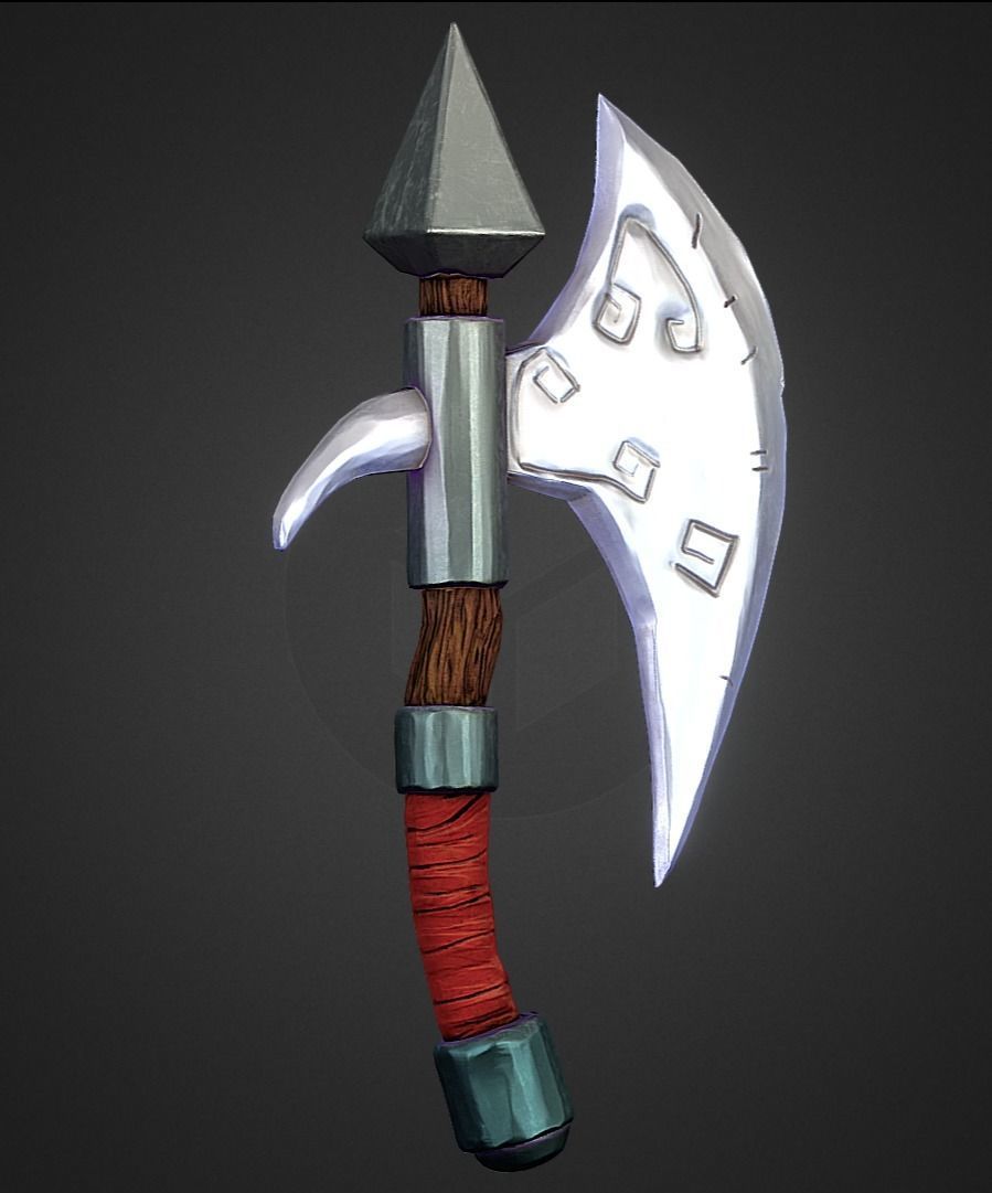 Stylized Axe Low-poly 3D model_19
