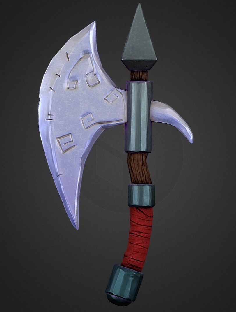 Stylized Axe Low-poly 3D model_17