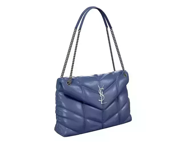 YSL Saint Laurent Loulou Puffer Bag Blue Leather Low-poly 3D model