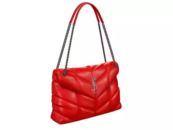 YSL Saint Laurent Loulou Puffer Bag Red Low-poly 3D model