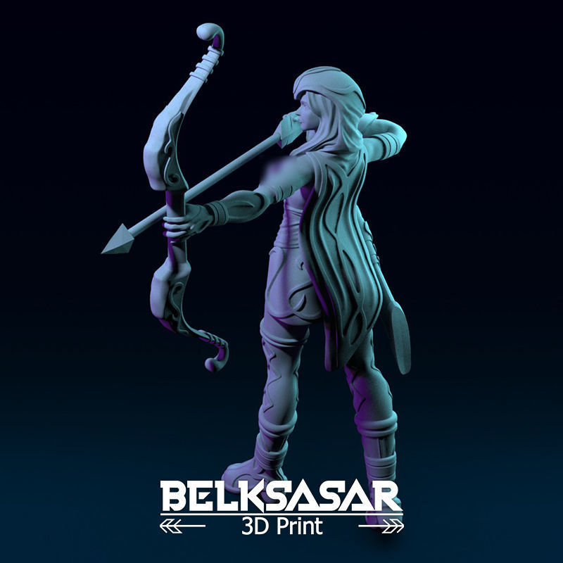 Girl Archer Aiming Normal and Topless 3D print model_22