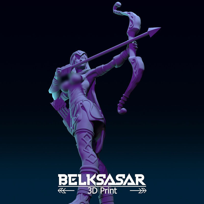 Girl Archer Aiming Normal and Topless 3D print model_23
