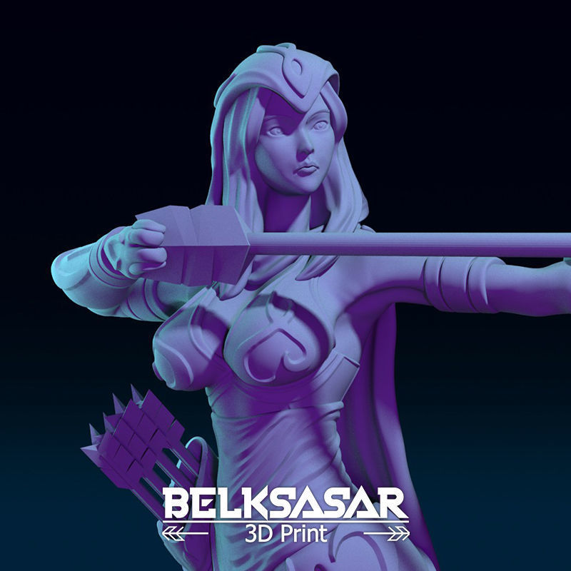 Girl Archer Aiming Normal and Topless 3D print model_13