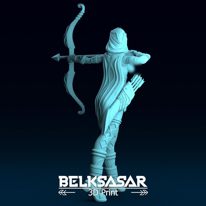 Girl Archer Aiming Normal and Topless 3D print model_8