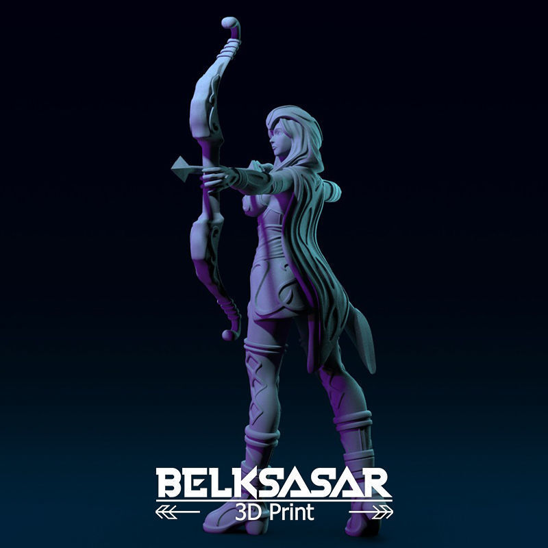 Girl Archer Aiming Normal and Topless 3D print model_6