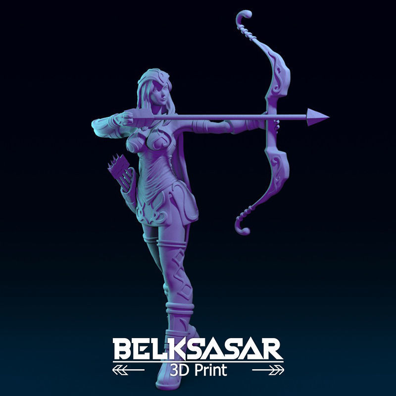 Girl Archer Aiming Normal and Topless 3D print model_2