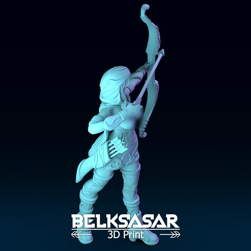 Girl Archer Aiming Normal and Topless 3D print model_21