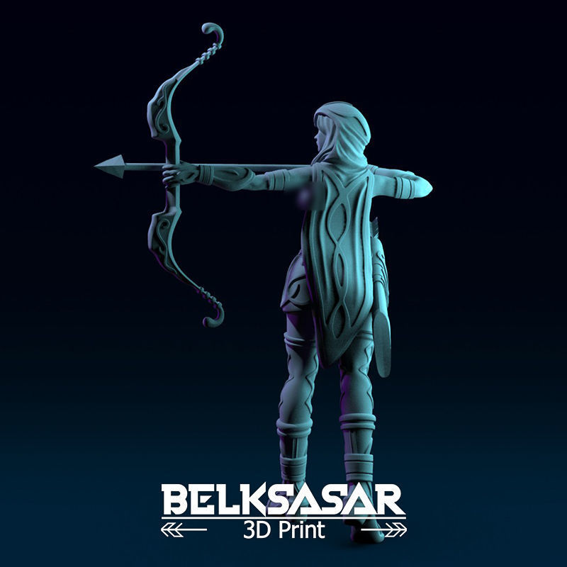 Girl Archer Aiming Normal and Topless 3D print model_7