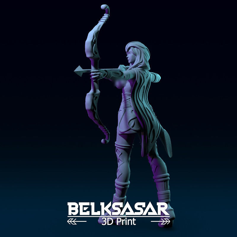 Girl Archer Aiming Normal and Topless 3D print model_5