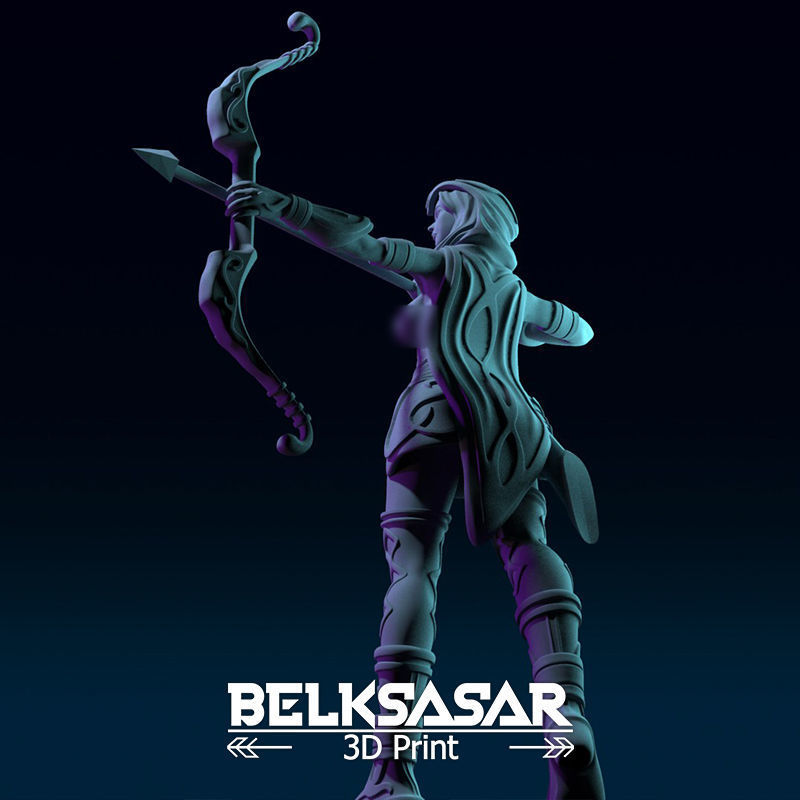 Girl Archer Aiming Normal and Topless 3D print model_25