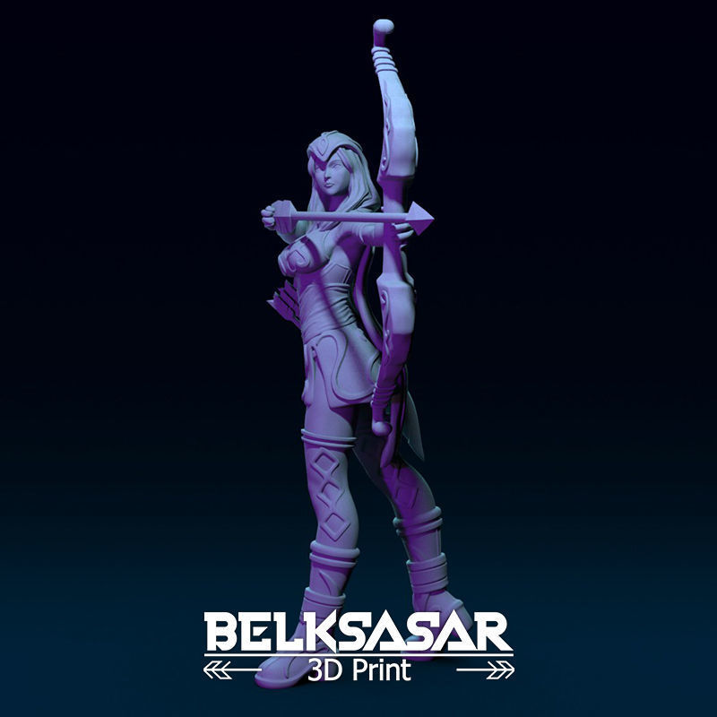 Girl Archer Aiming Normal and Topless 3D print model_4