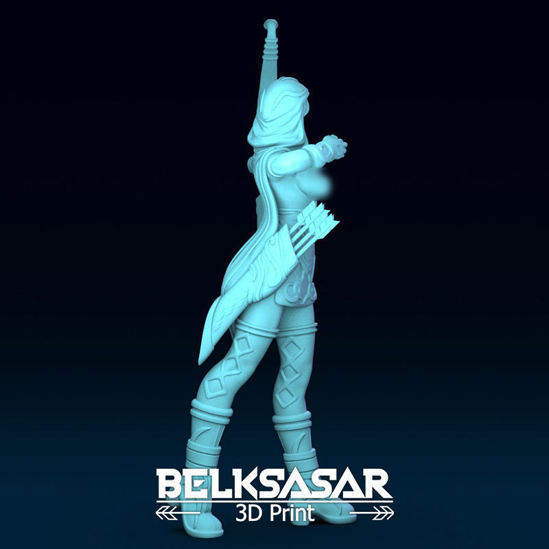 Girl Archer Aiming Normal and Topless 3D print model_9