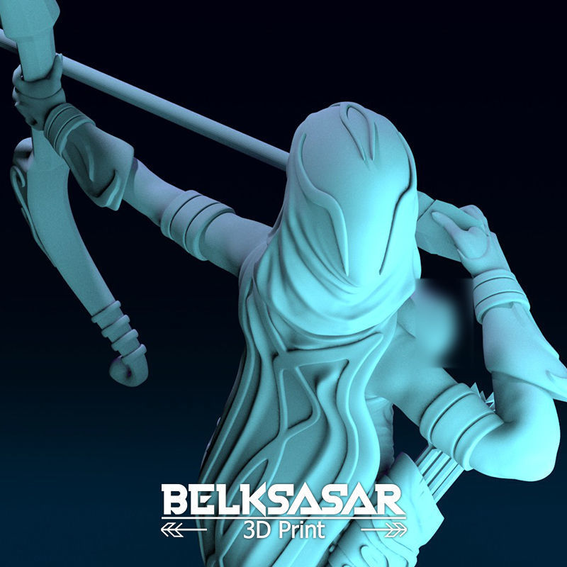 Girl Archer Aiming Normal and Topless 3D print model_18
