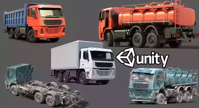 Truck Vehicle Pack Unity Low-poly 3D model