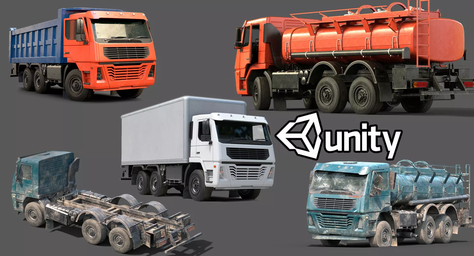 Truck Vehicle Pack Unity Low-poly 3D model_0