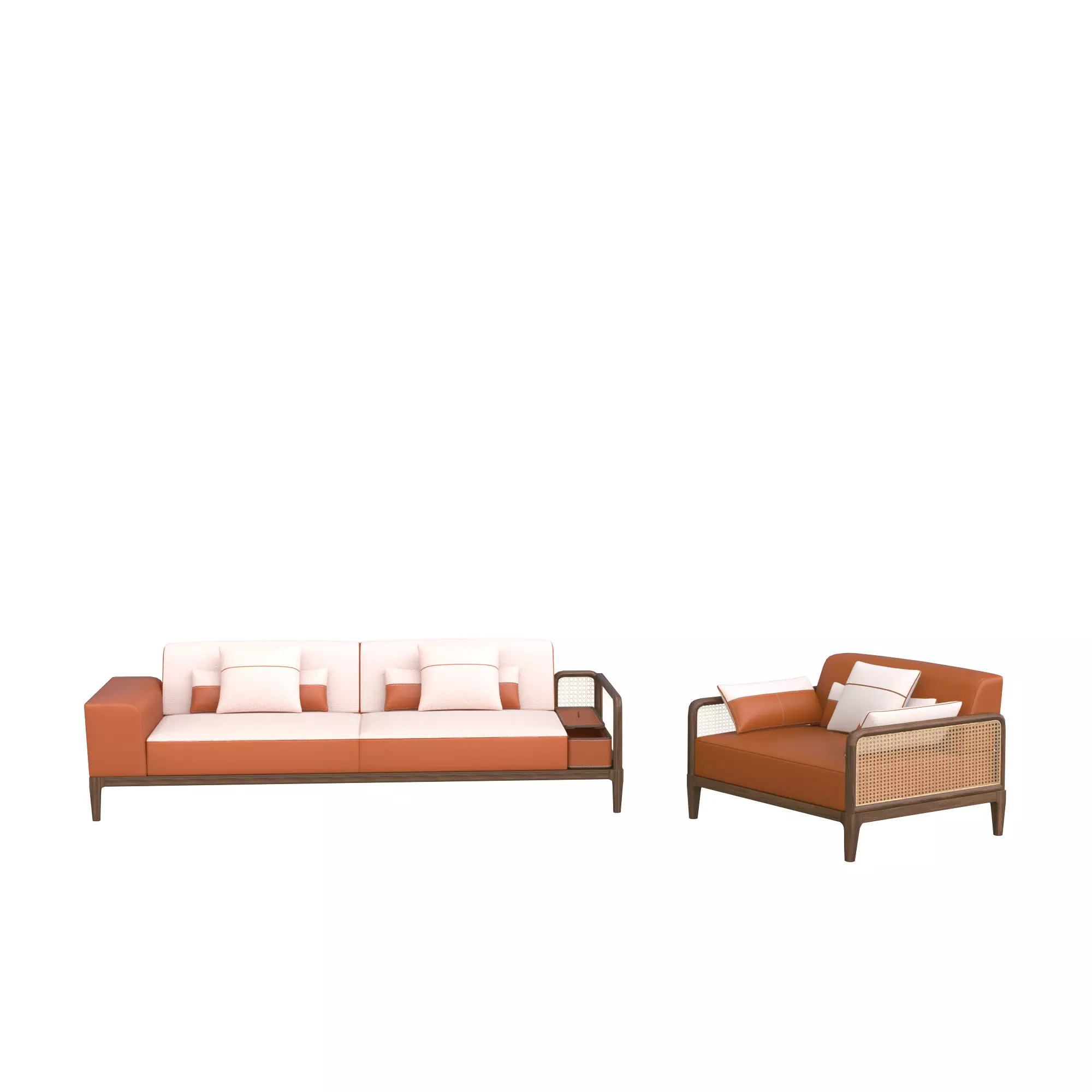 sofa-sellier orange and sofa set Low-poly 3D model_0