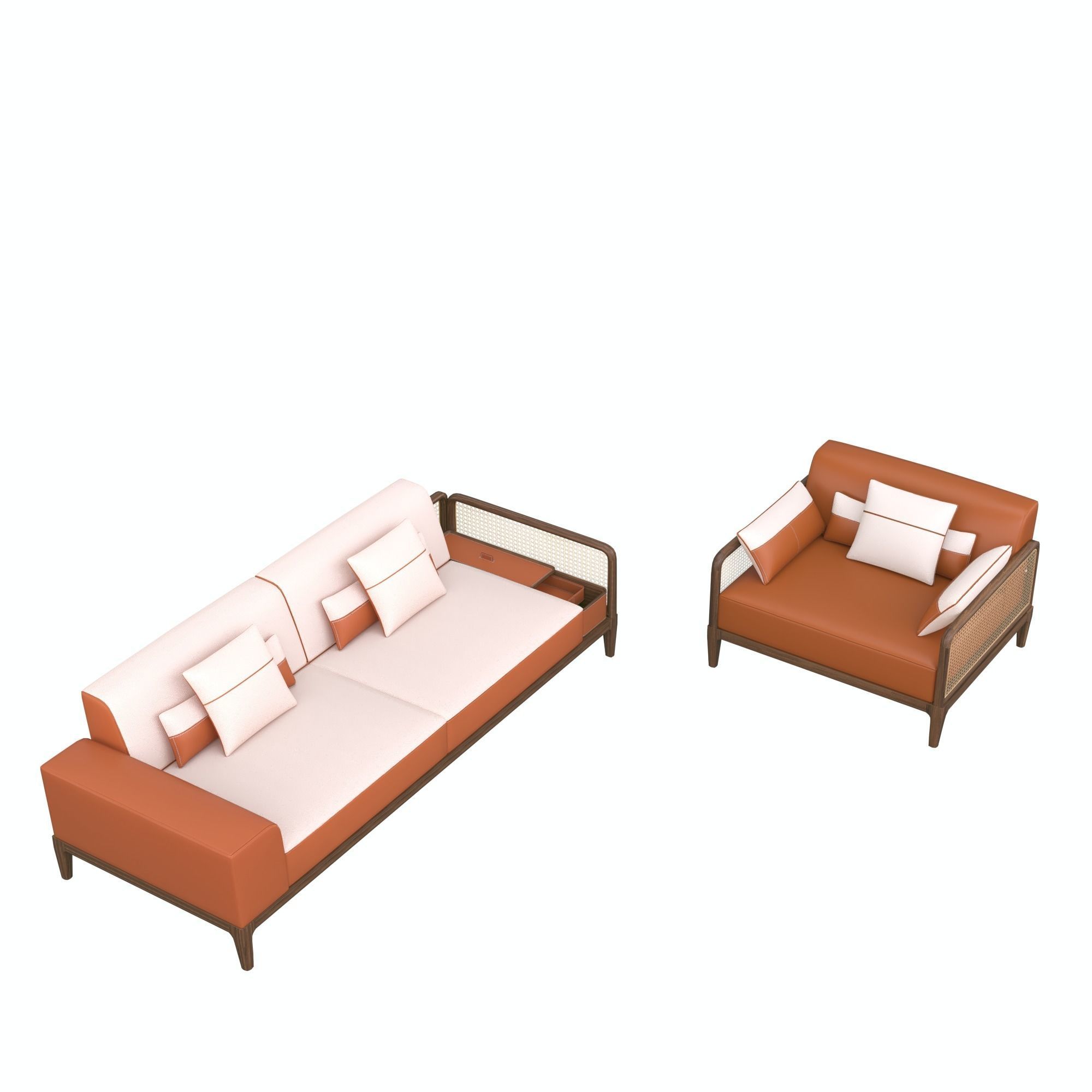 sofa-sellier orange and sofa set Low-poly 3D model_7