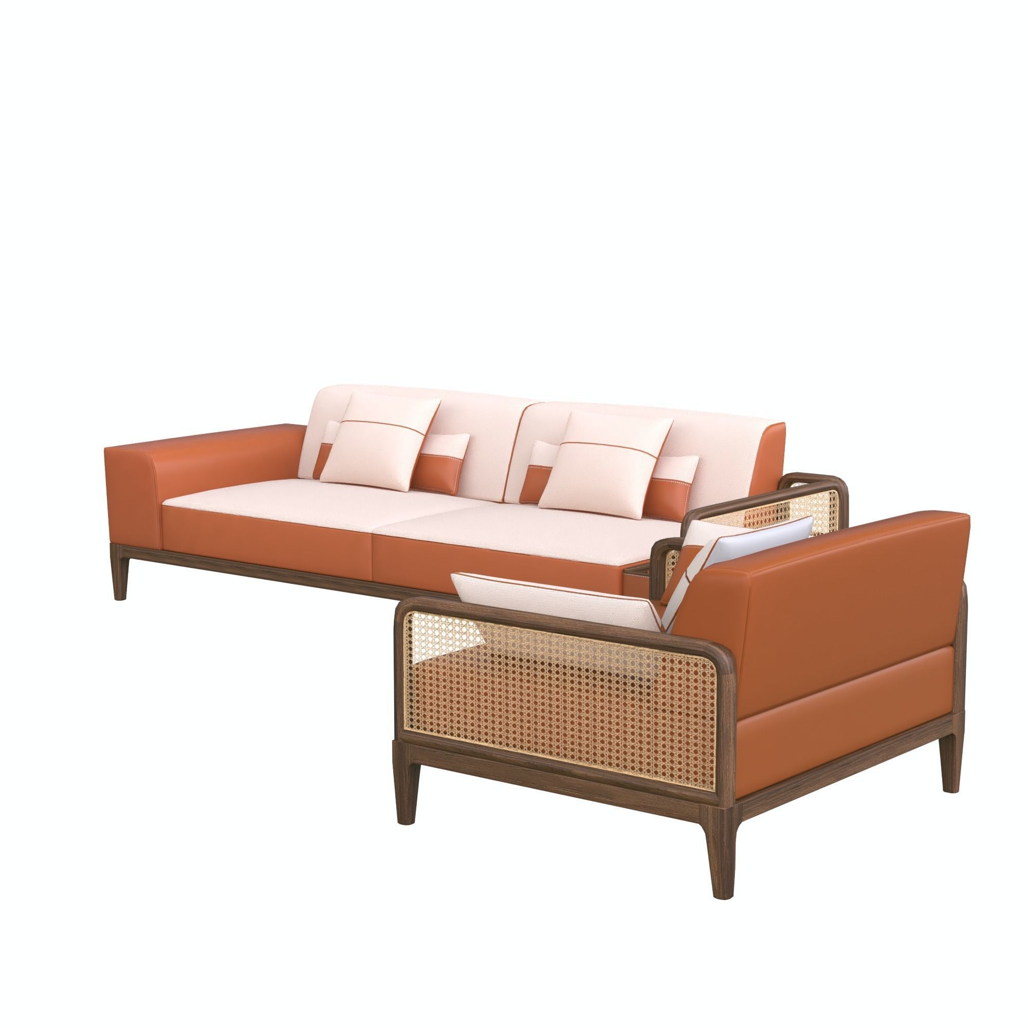 sofa-sellier orange and sofa set Low-poly 3D model_4