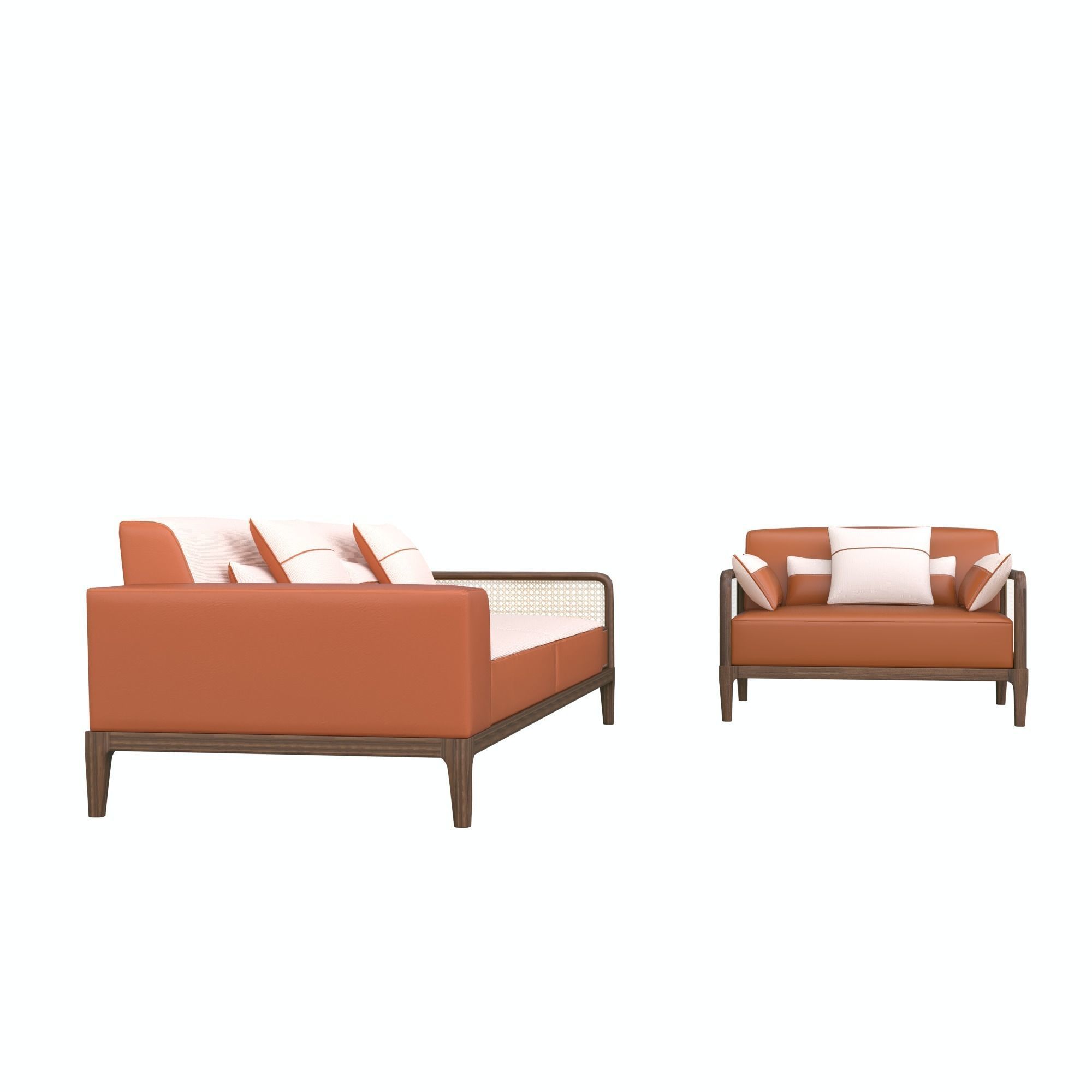 sofa-sellier orange and sofa set Low-poly 3D model_6