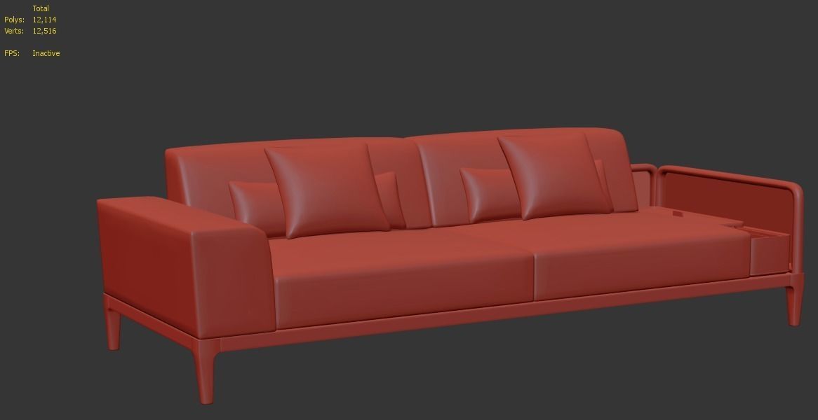 sofa-sellier orange and sofa set Low-poly 3D model_10