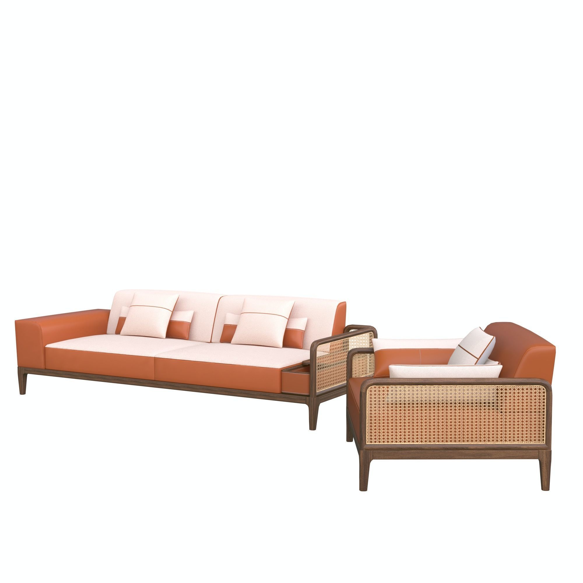 sofa-sellier orange and sofa set Low-poly 3D model_3