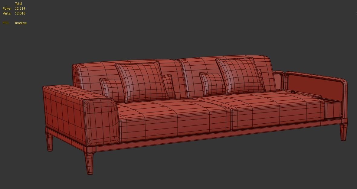 sofa-sellier orange and sofa set Low-poly 3D model_13