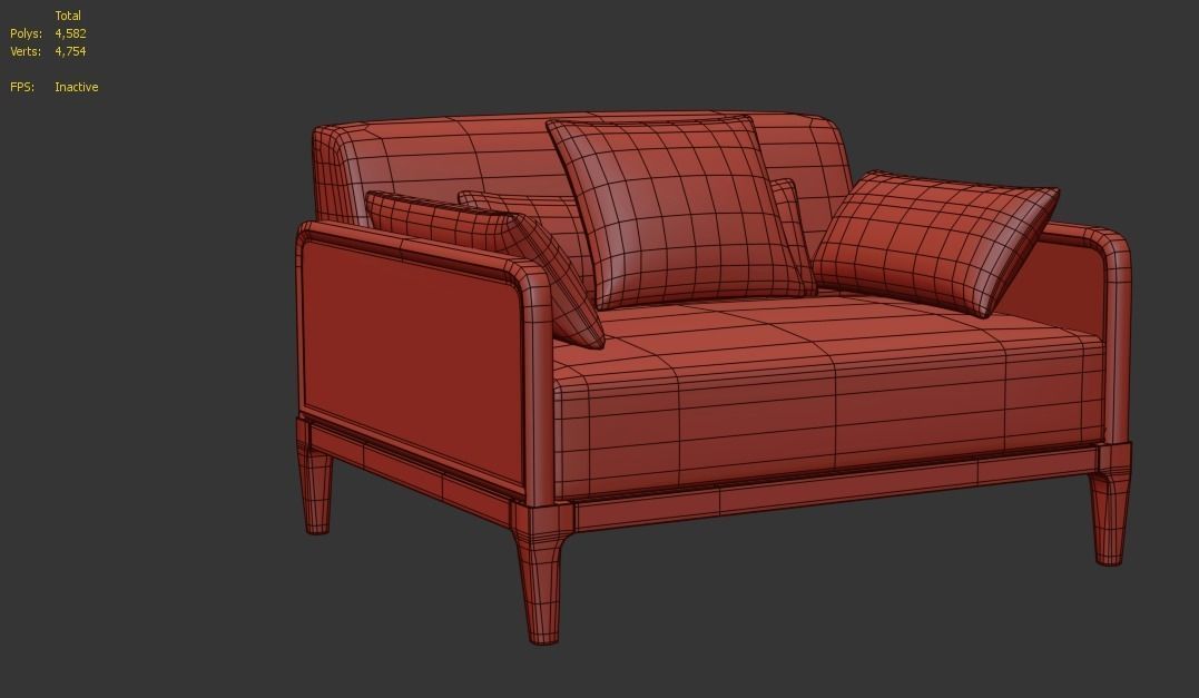 sofa-sellier orange and sofa set Low-poly 3D model_12