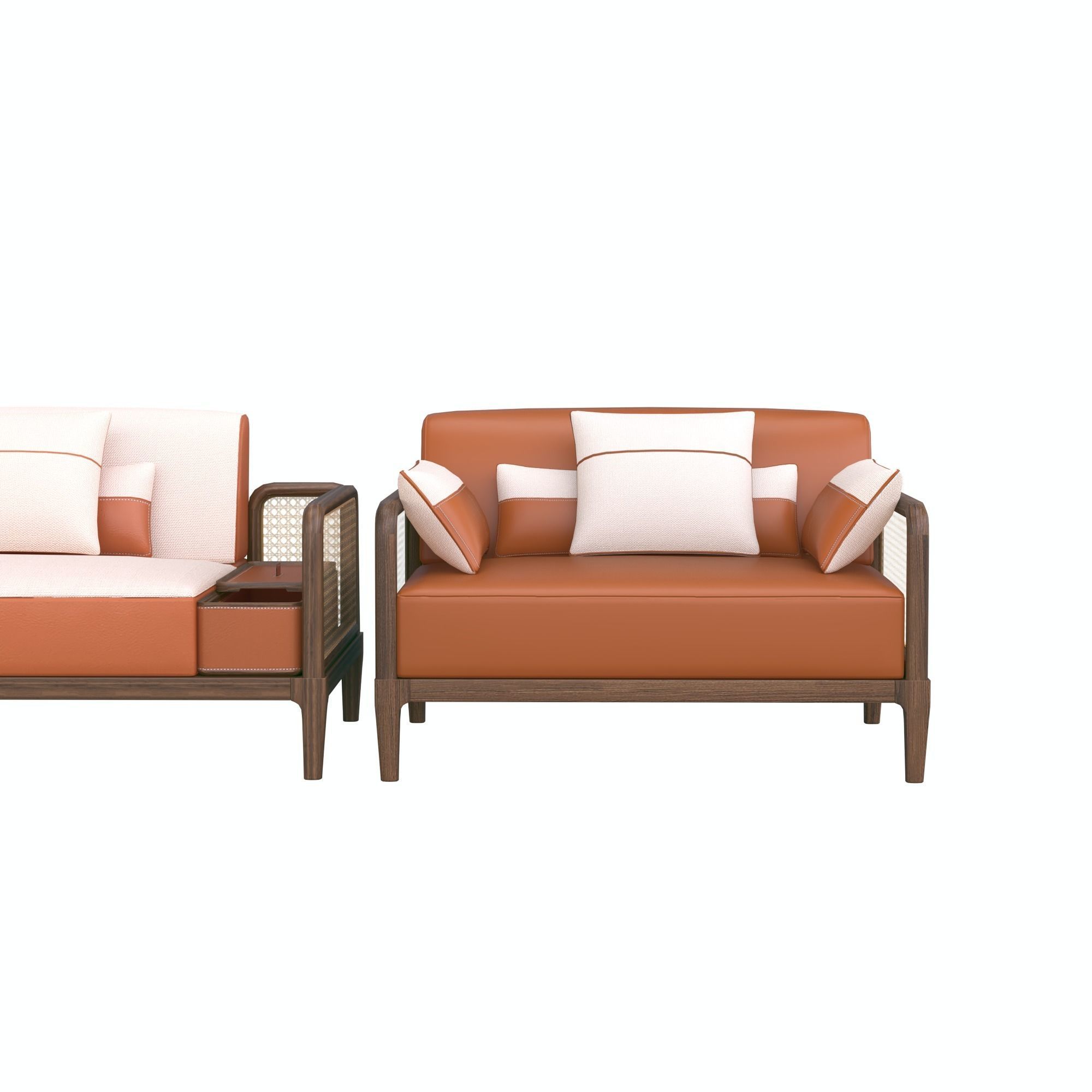 sofa-sellier orange and sofa set Low-poly 3D model_9