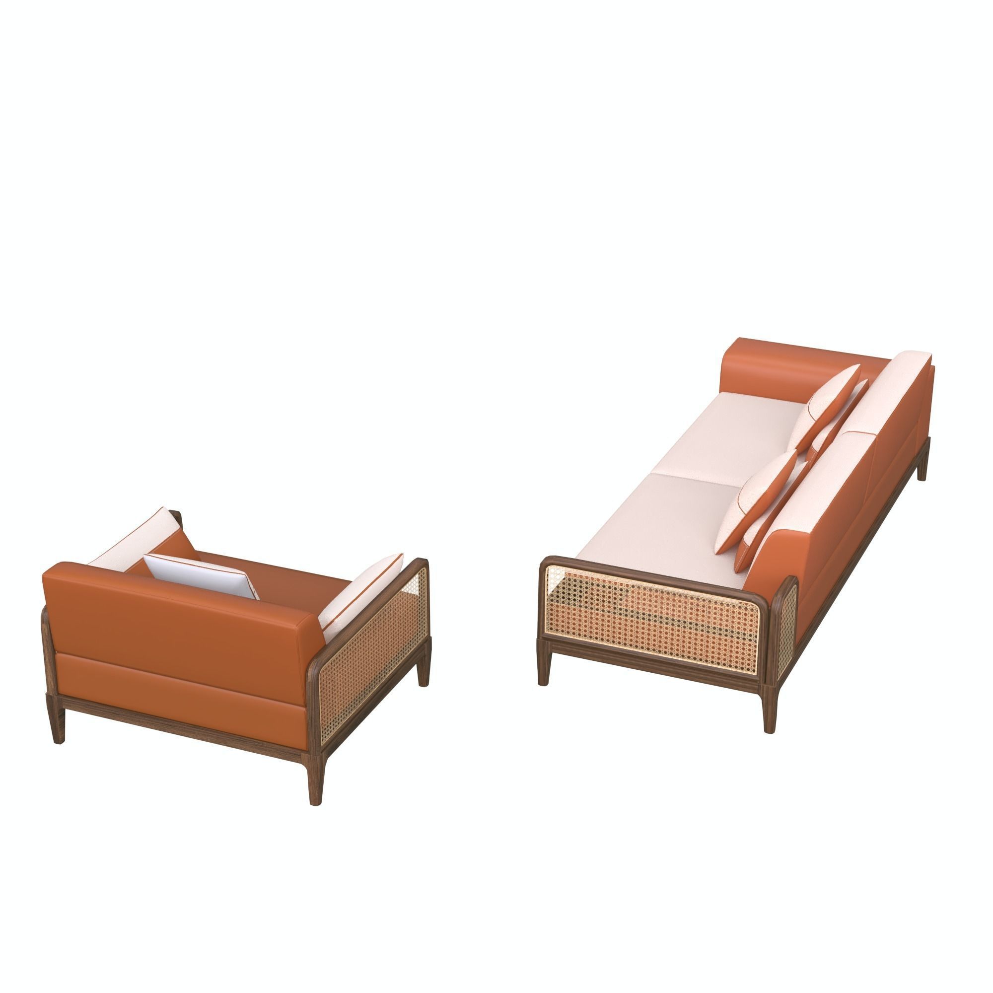 sofa-sellier orange and sofa set Low-poly 3D model_5