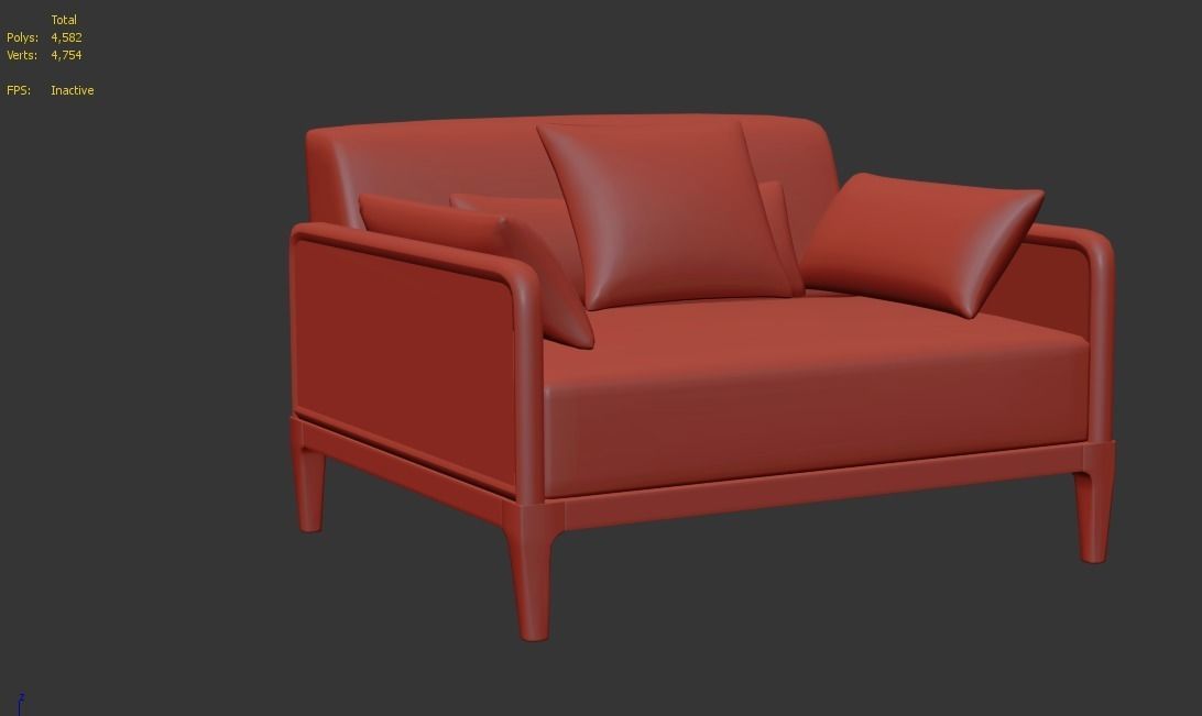 sofa-sellier orange and sofa set Low-poly 3D model_11