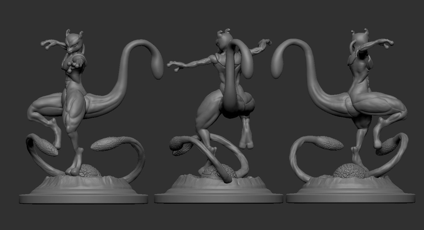 Mewtwo with muscles 3D print model_7