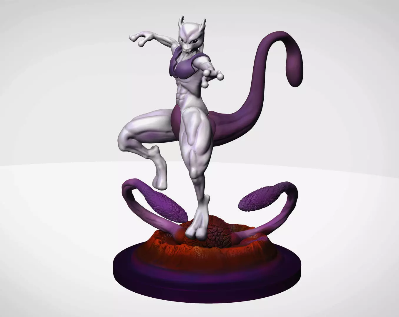 Mewtwo with muscles 3D print model_0