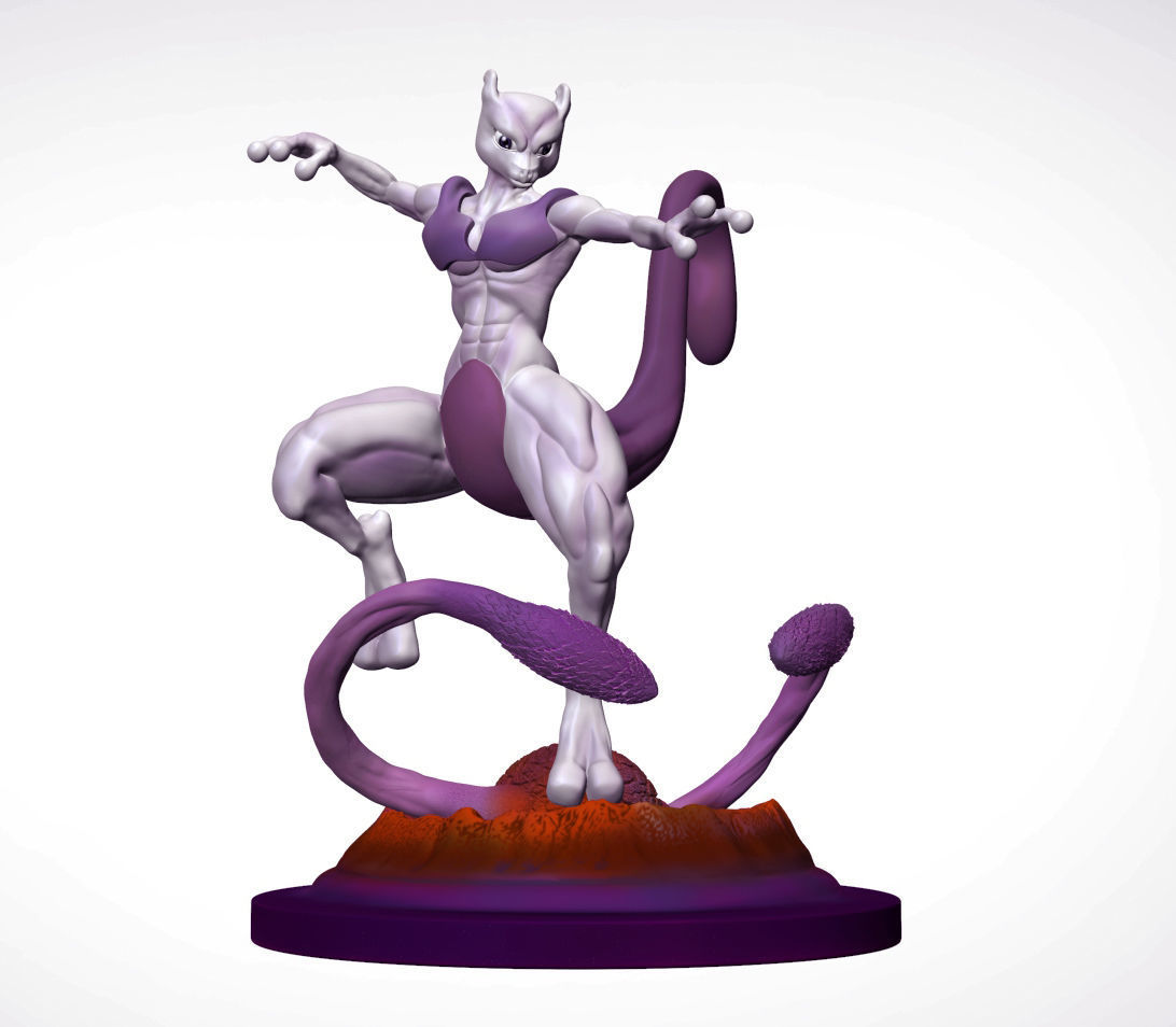 Mewtwo with muscles 3D print model_1