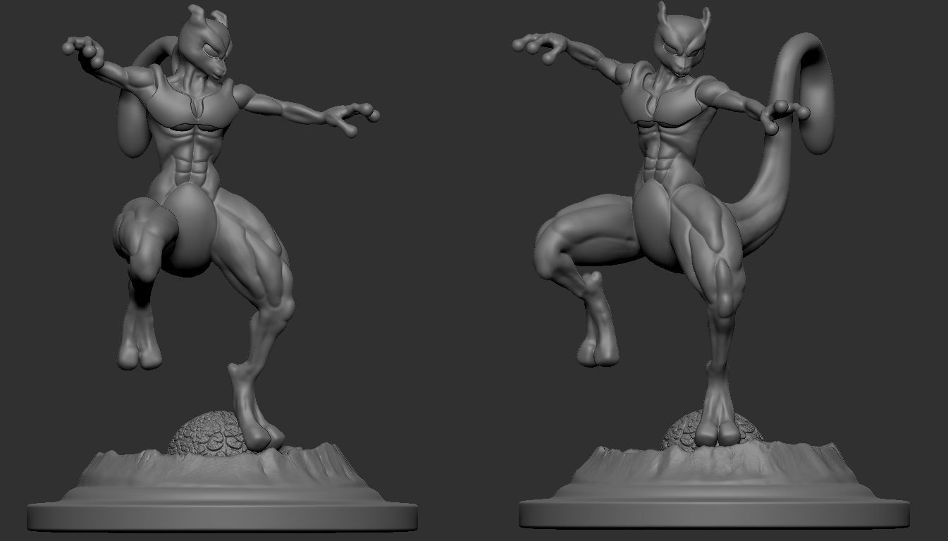 Mewtwo with muscles 3D print model_9