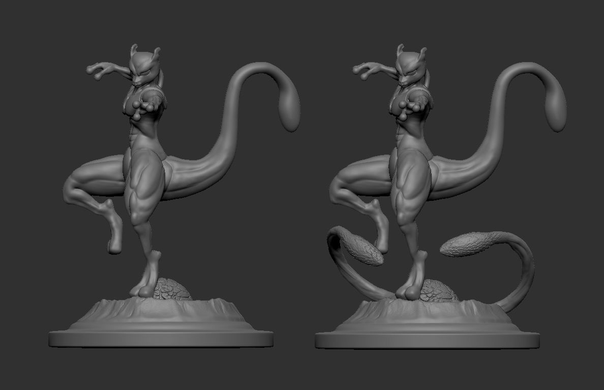 Mewtwo with muscles 3D print model_5