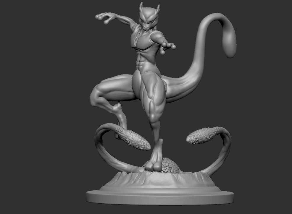 Mewtwo with muscles 3D print model_2