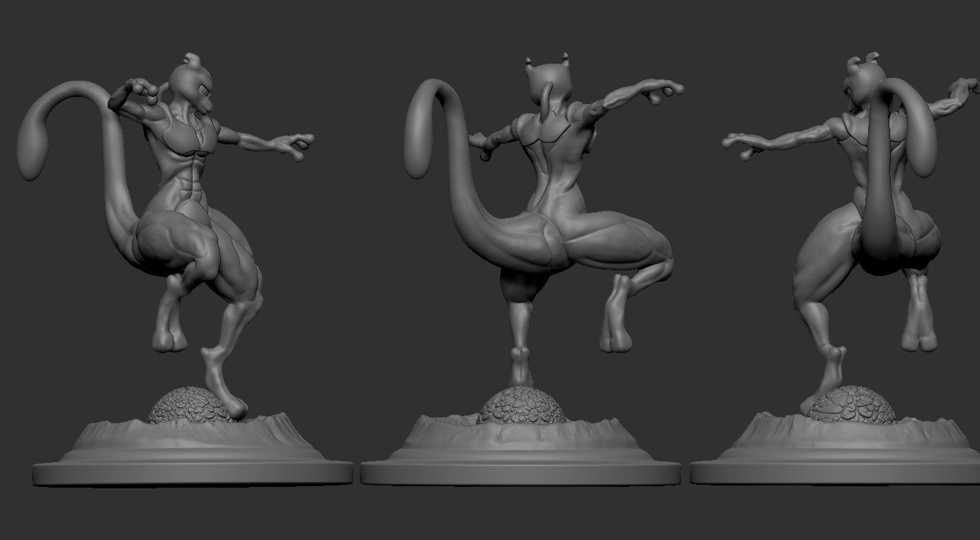 Mewtwo with muscles 3D print model_10