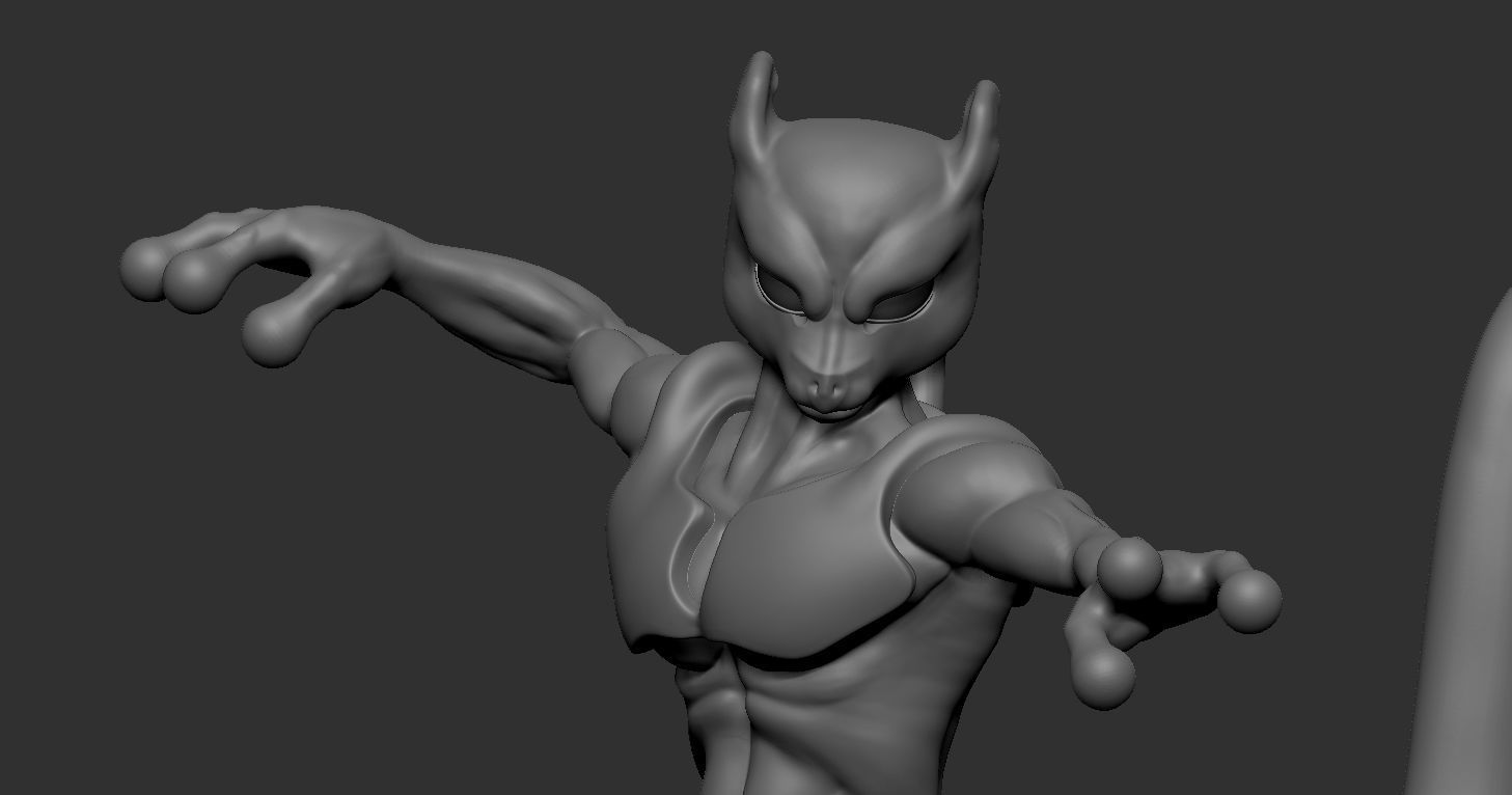 Mewtwo with muscles 3D print model_12