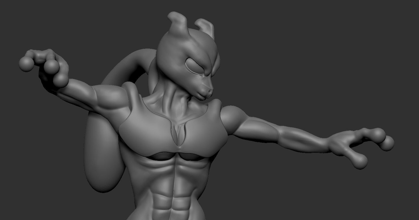 Mewtwo with muscles 3D print model_11