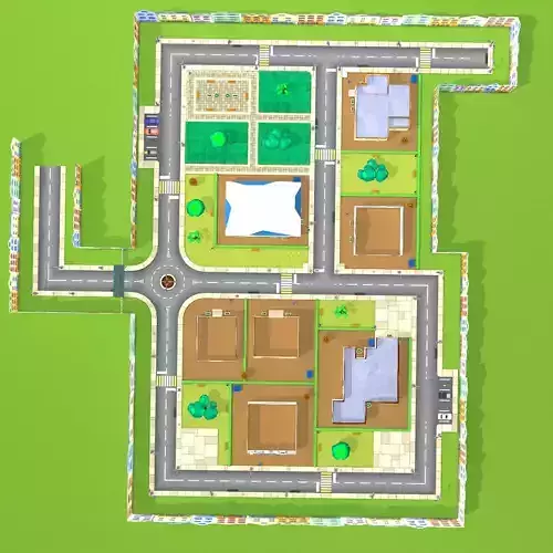 Toon Mini-city  Low-poly 3D model