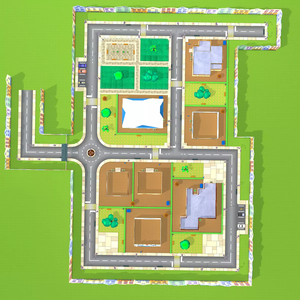 Toon Mini-city Low-poly 3D model