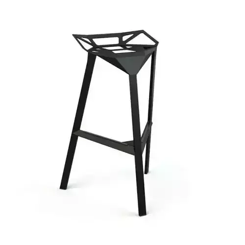 Modern Three Legged Black Stool 3D model