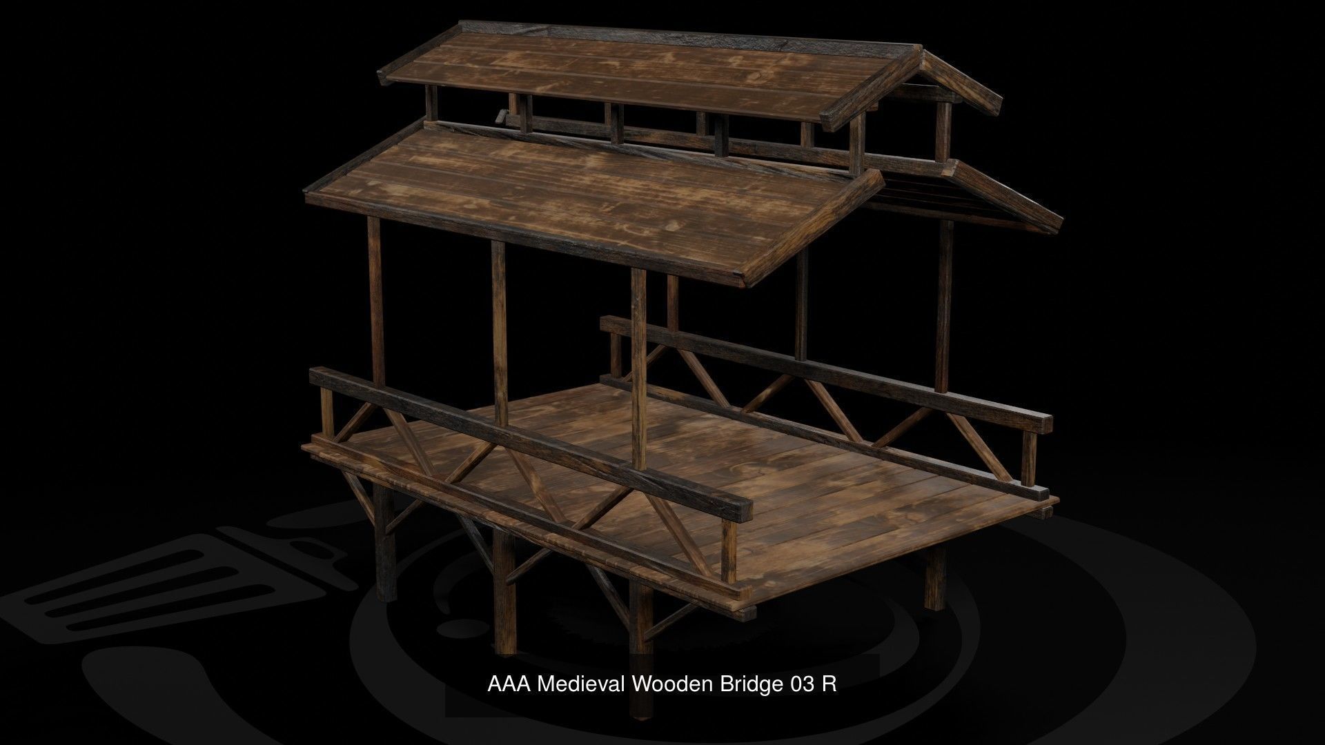 AAA Medieval Wooden Bridge Set 01 R 3D Model Collection_4