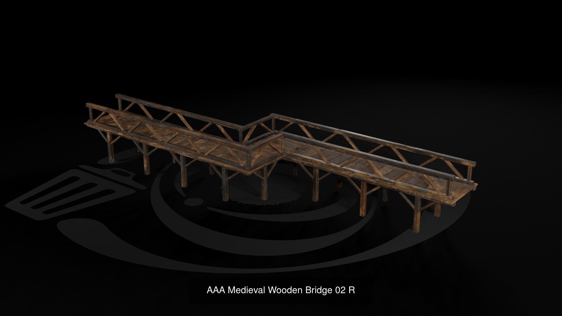AAA Medieval Wooden Bridge Set 01 R 3D Model Collection_3