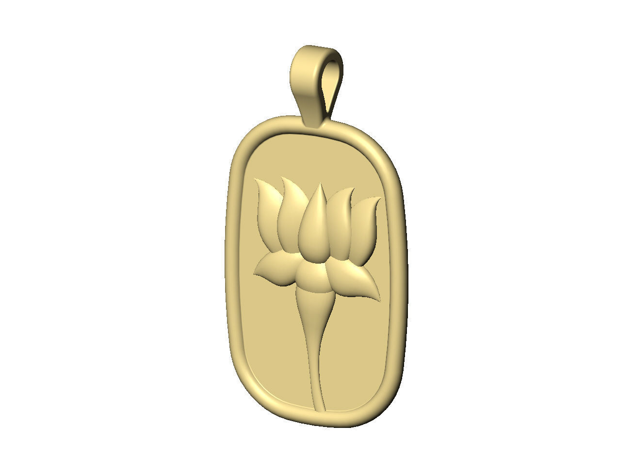 Lotus flower relief pendant and charm 3D print model_4