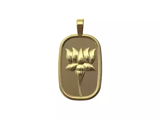 Lotus flower relief pendant and charm 3D print model