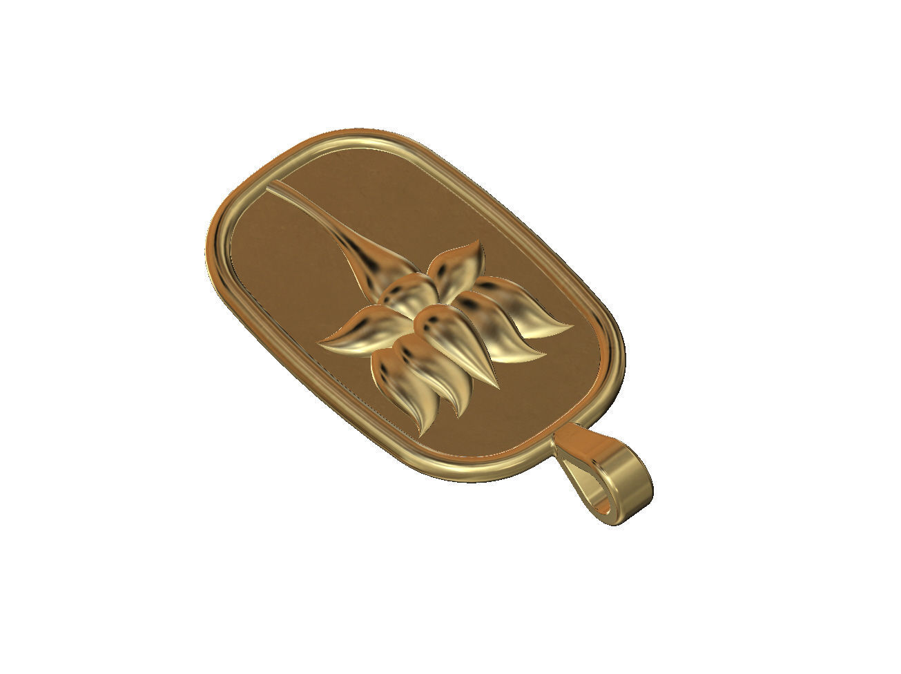 Lotus flower relief pendant and charm 3D print model_3
