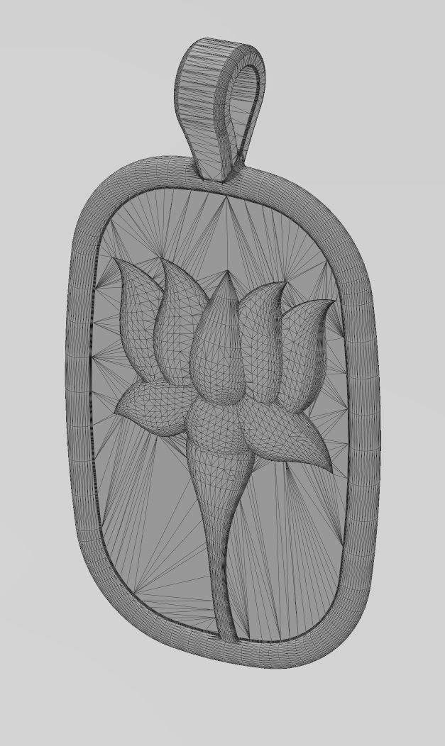 Lotus flower relief pendant and charm 3D print model_12